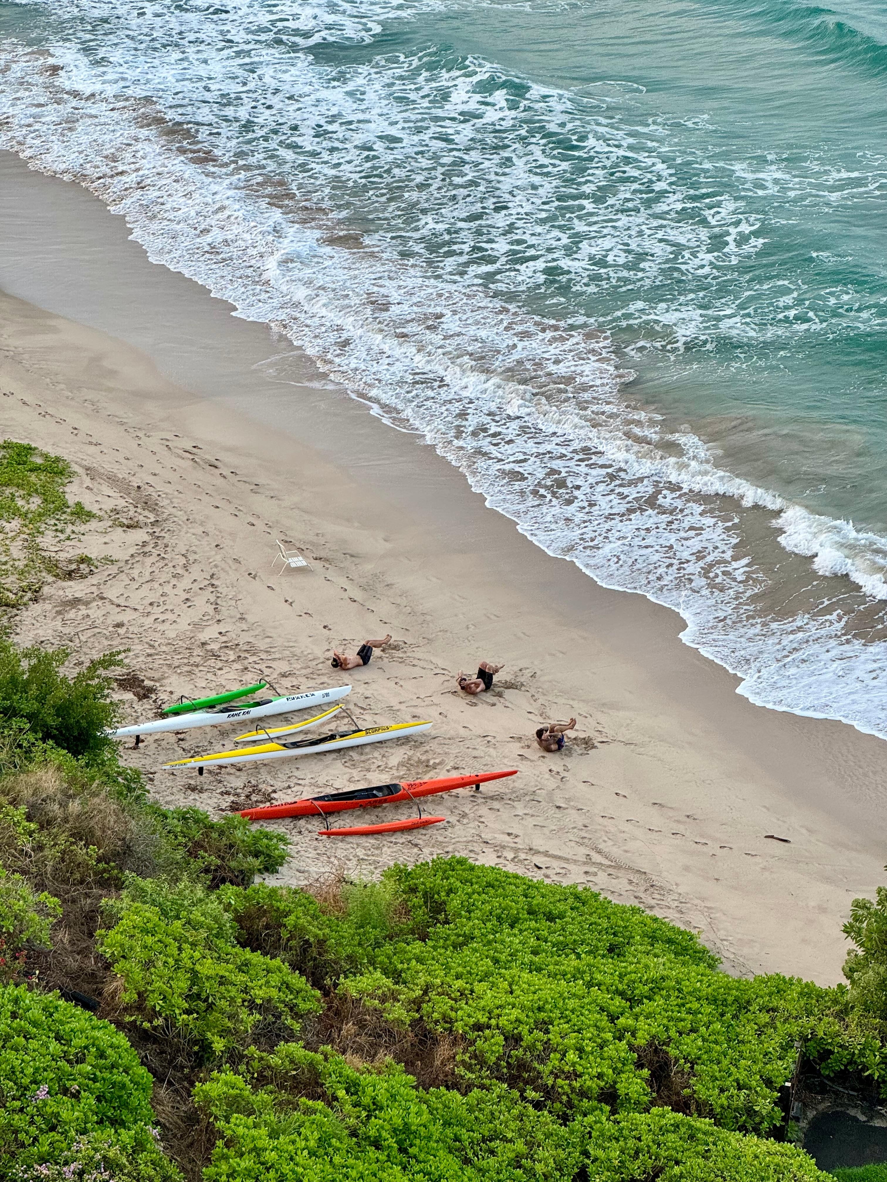 Working out on the beach first thing in the morning. 