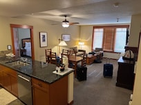Living room and a dining table