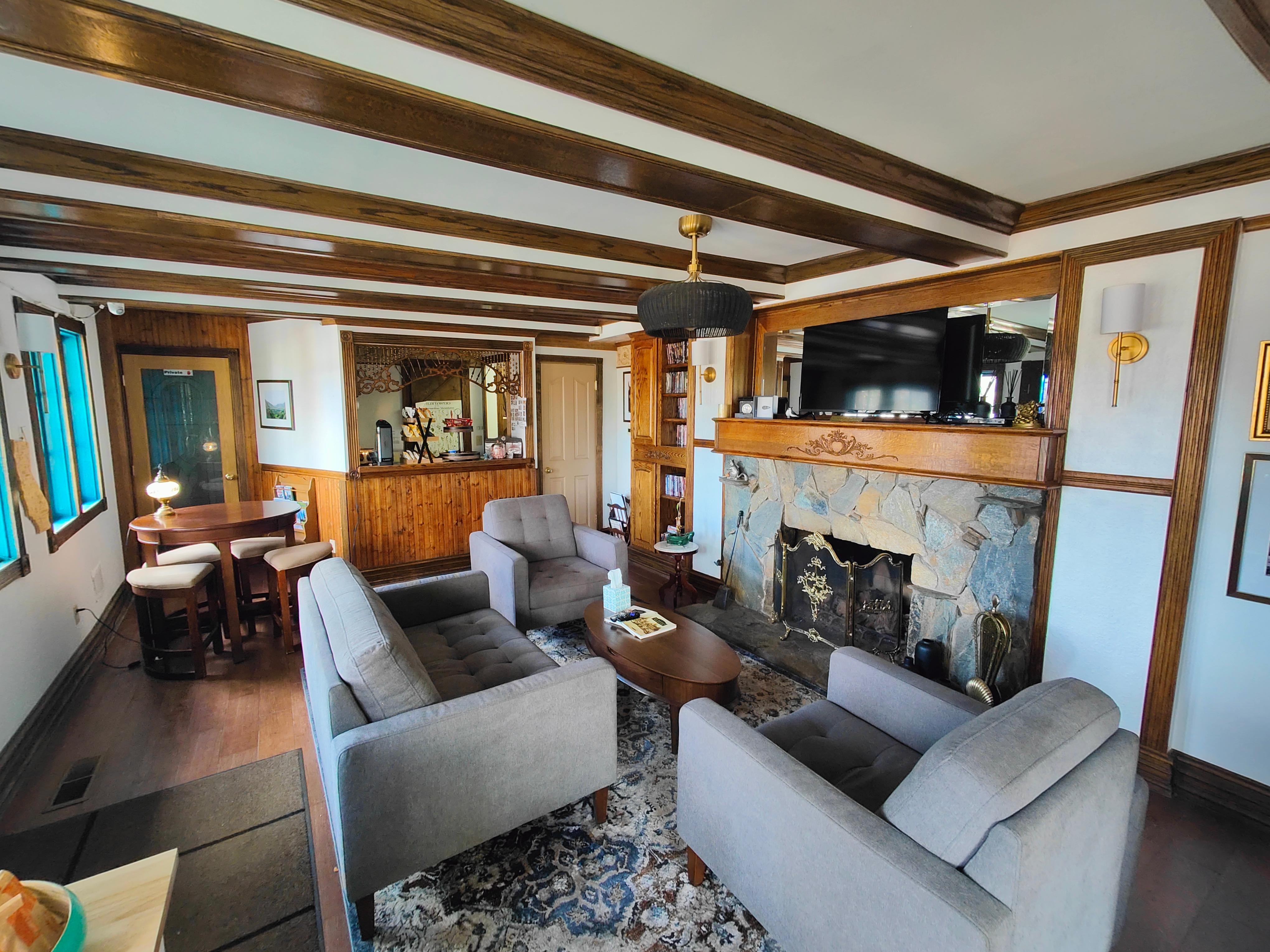 Lobby which you can hang out in and play games, watch tv, and enjoy snacks. 