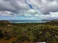 From the bench seat near the bathroom property corner path.
