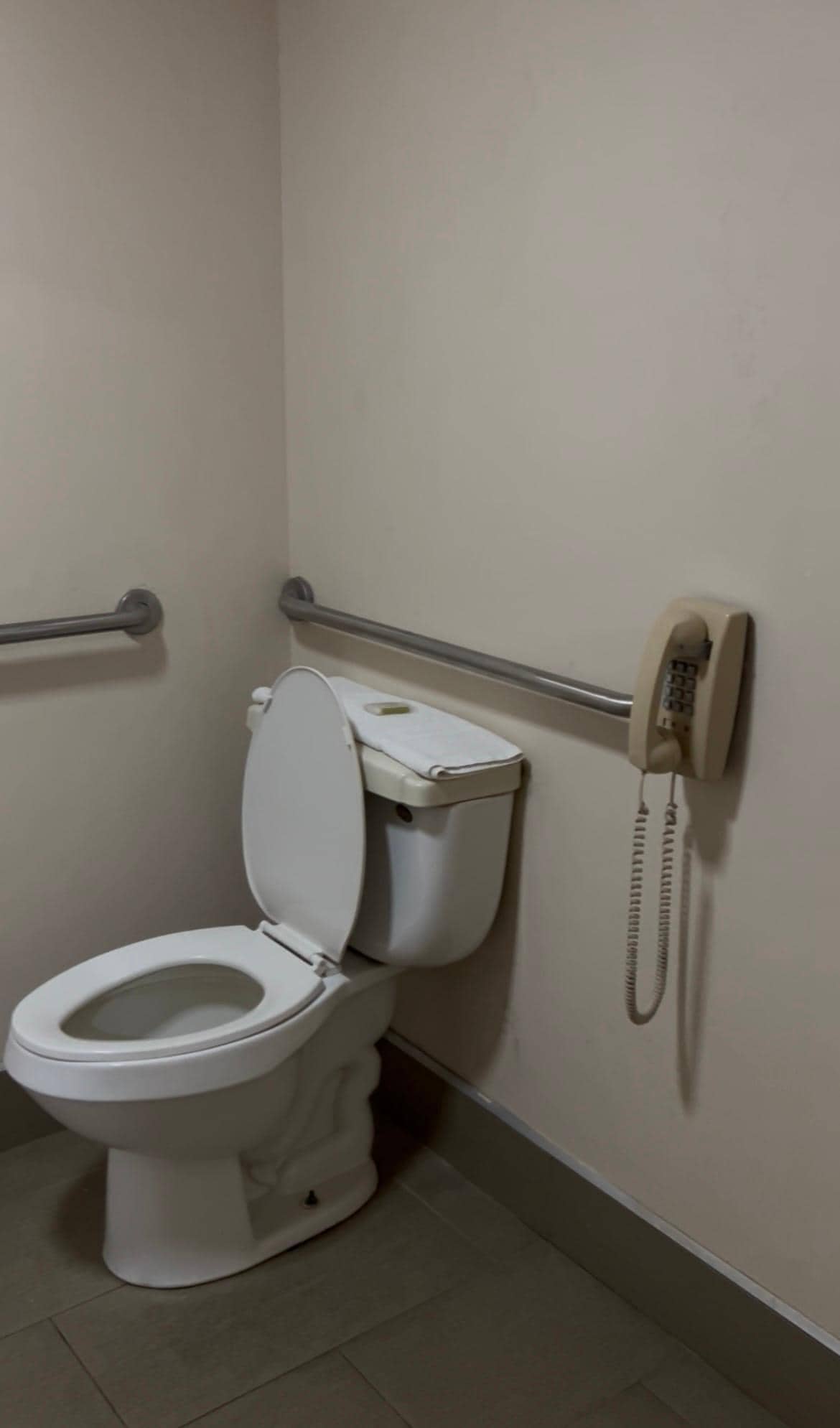 Not sure why there is a phone in the bathroom. We didn’t request a handicap room (in case this was it)