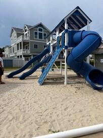 Park with the blue slides