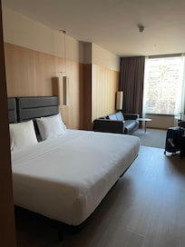 Big room and bed including dinette