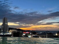 Rooftop pool sunset at Gig Hotel