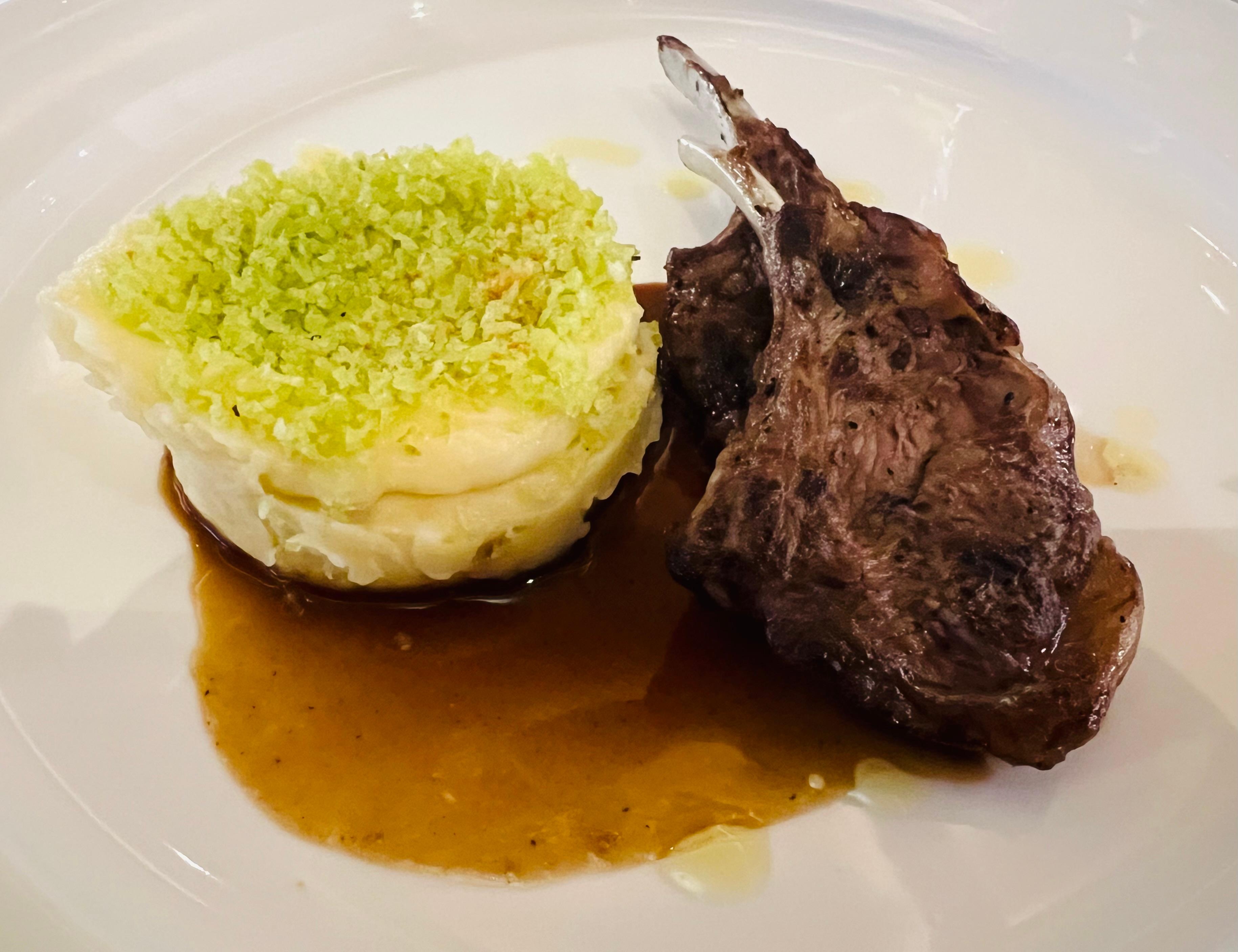 Beef bourguignon napoleon and lamb ribs at Chez Moi