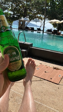 Poolside with drinks and food service