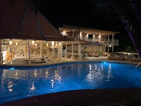 Pool area at night