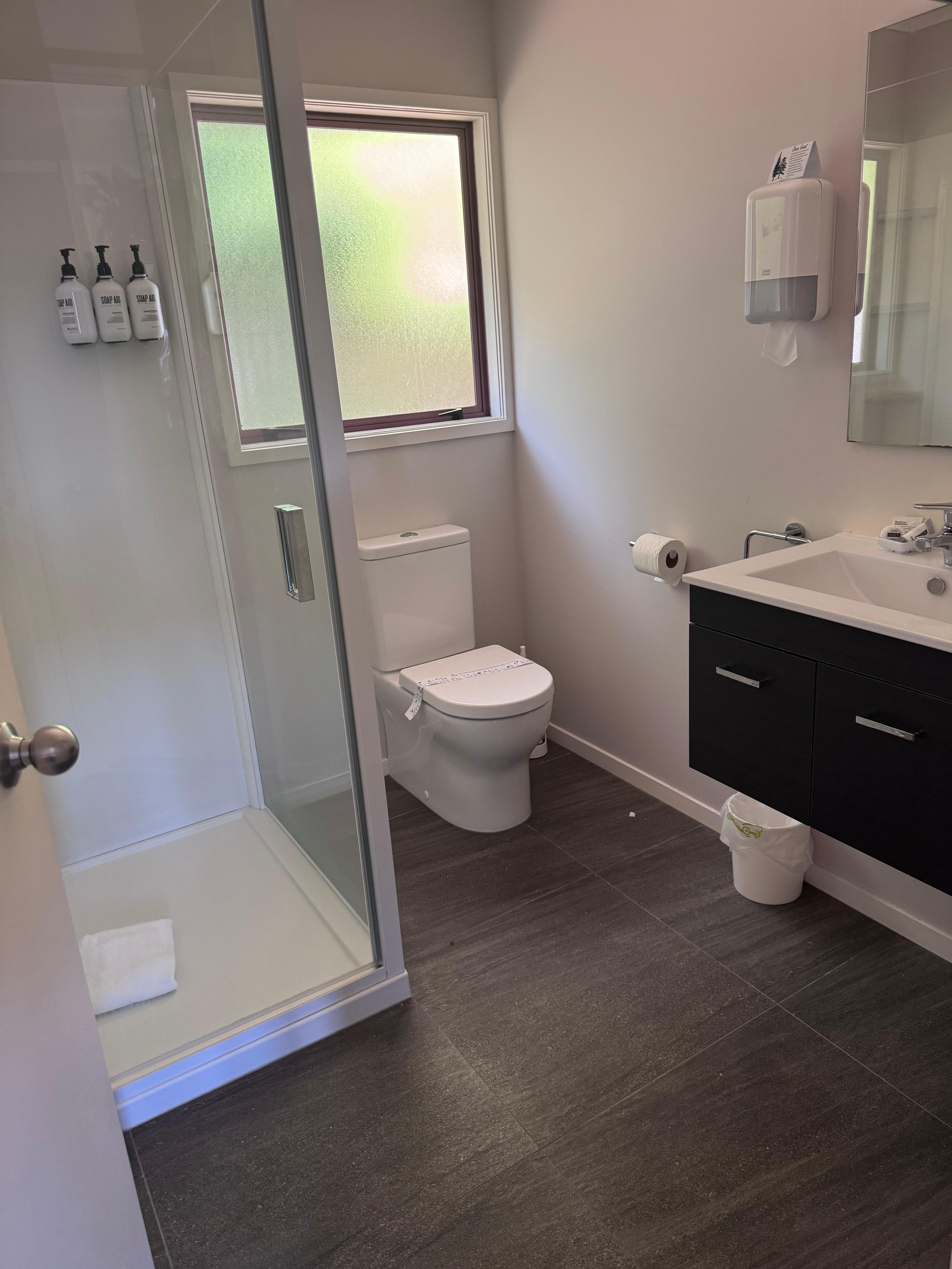 Bathroom has a door leading into the main bedroom aswell 
Lush towels 
Hair dryer 
Toiletries 