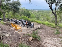 Sitting area with fire pit.