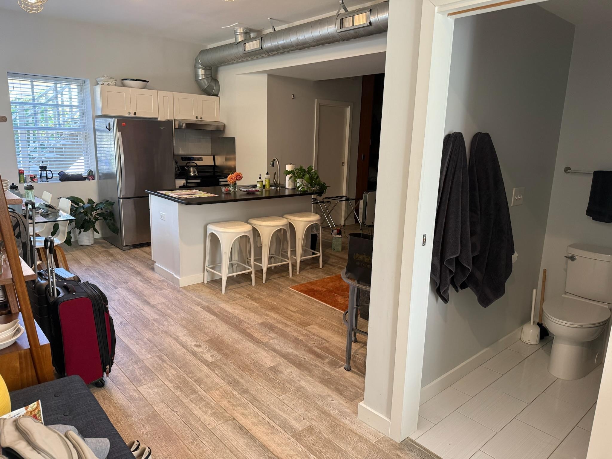 Bathroom & Kitchen (from the door view)