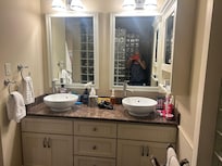The bathroom with the walk-in shower was beautiful