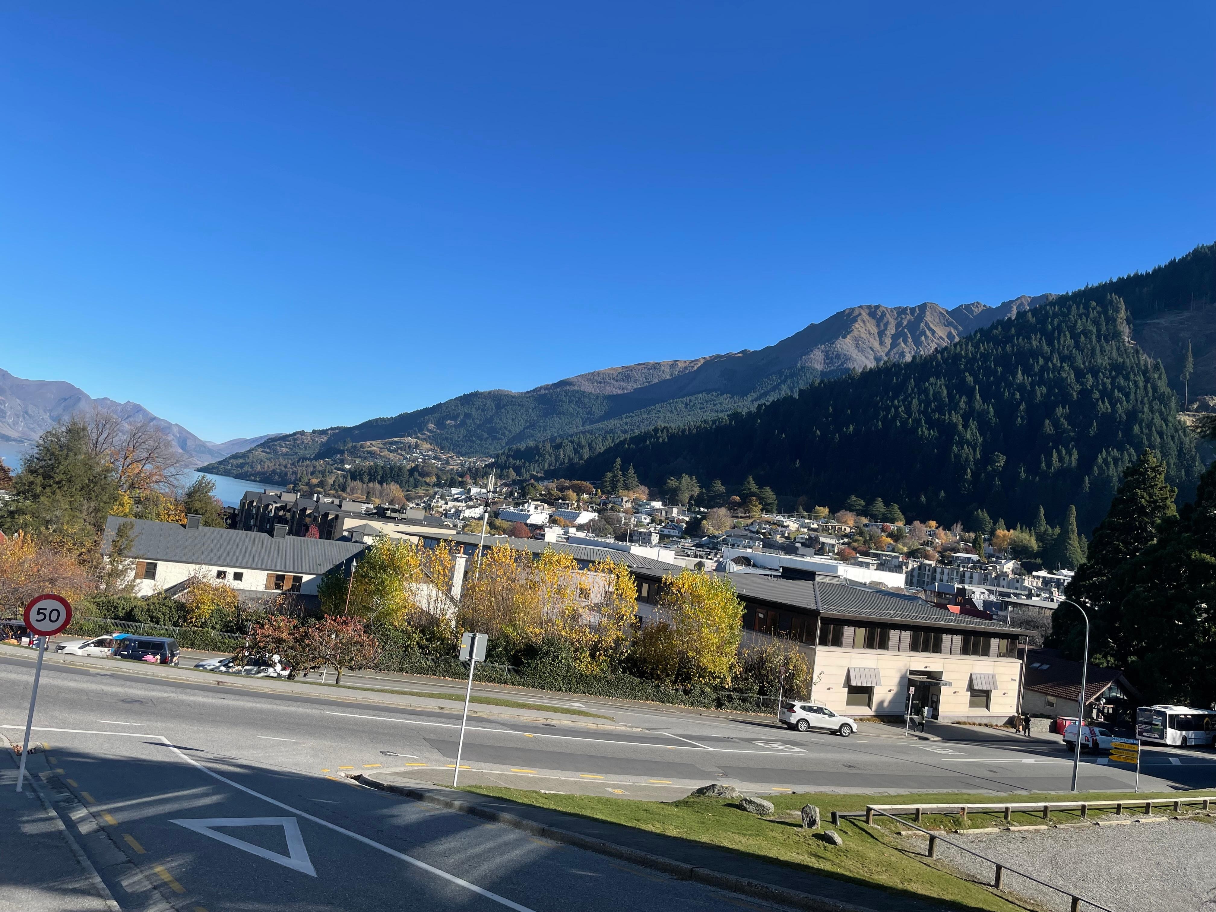 View from in front of hotel