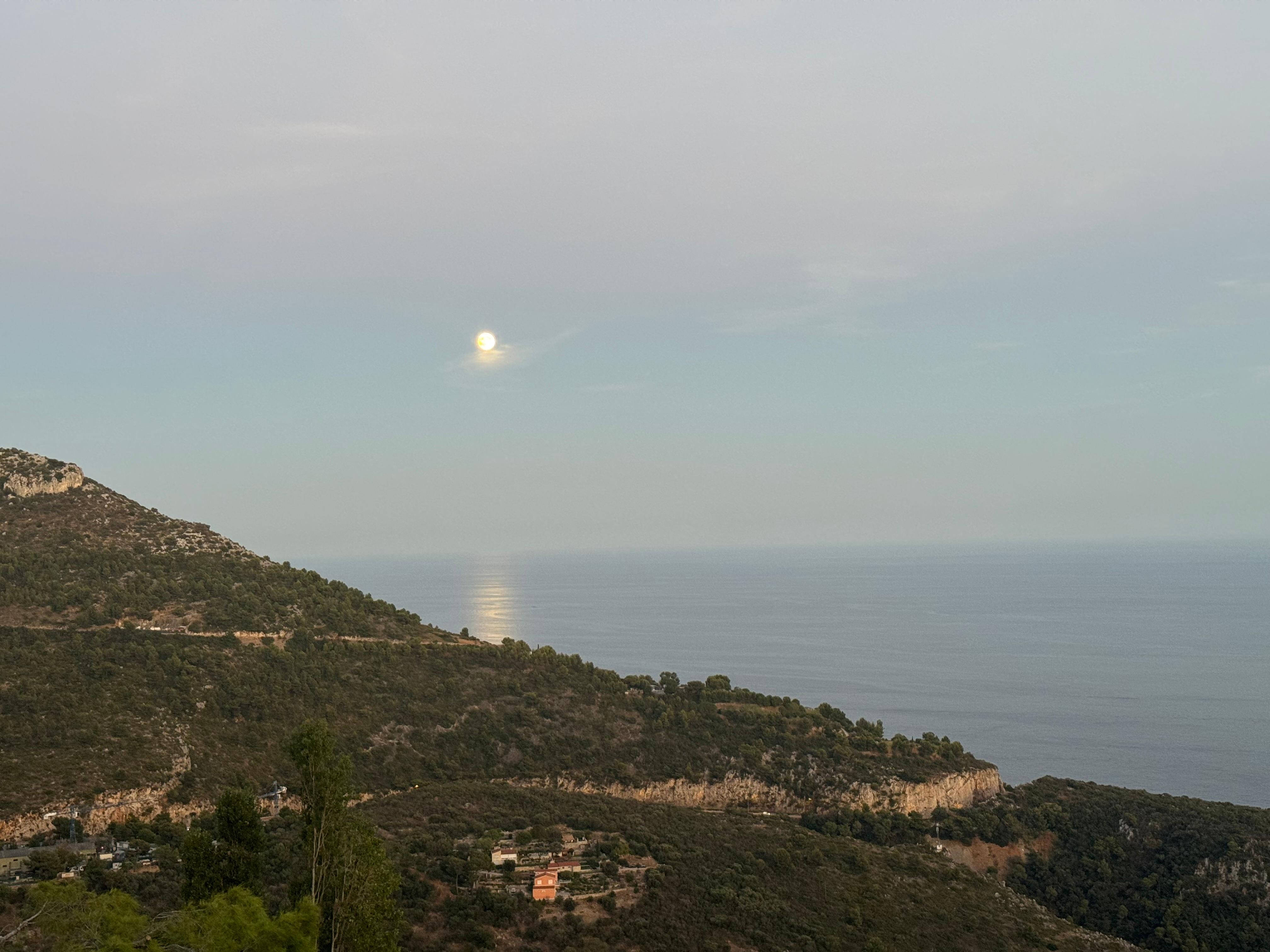 Nearly full moon
Over the Med