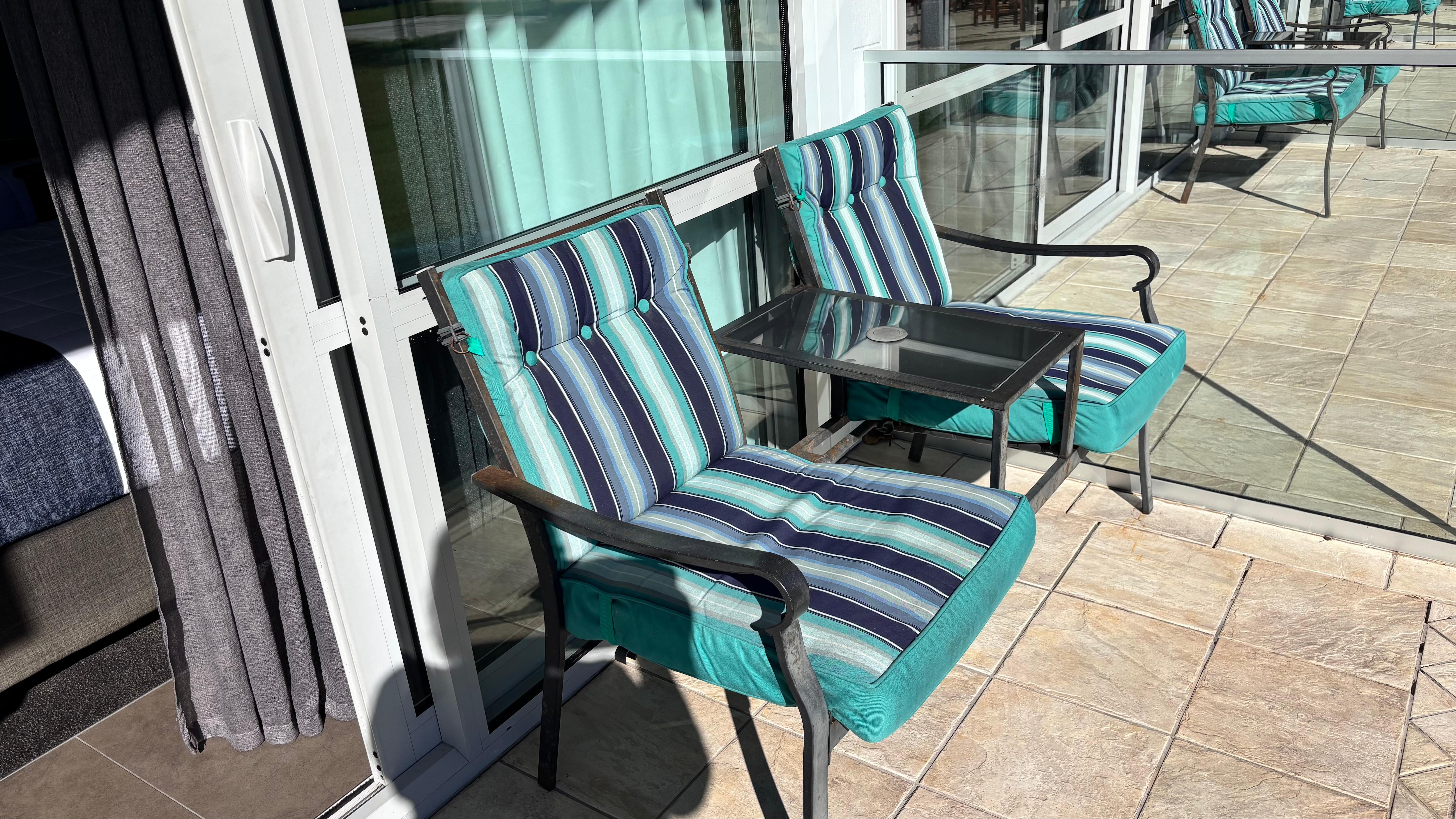 Outdoor seating with view of water