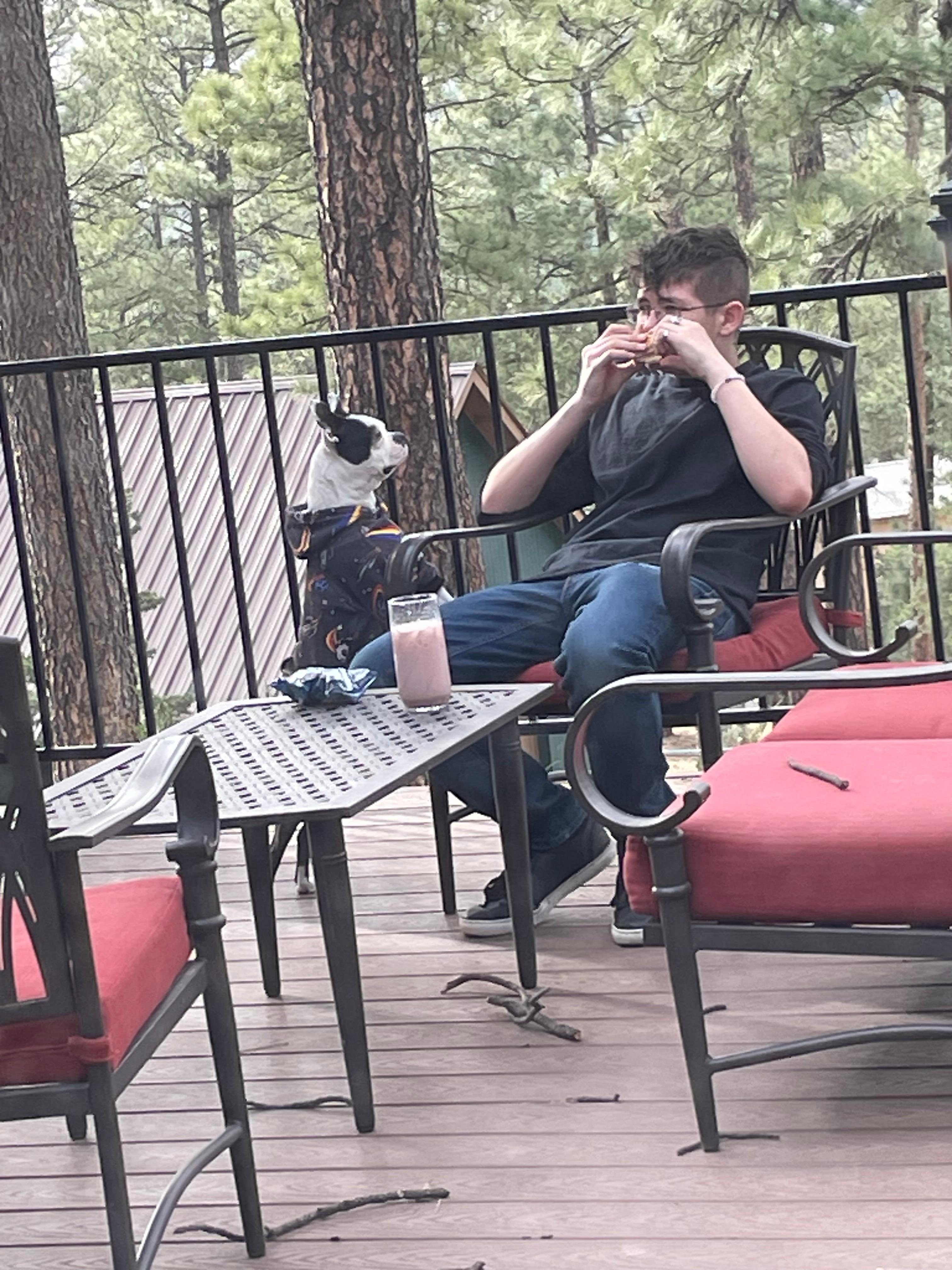 Taking in that fresh mountain air.