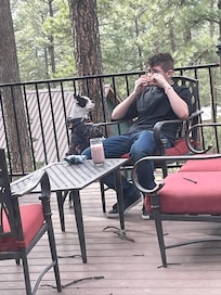 Taking in that fresh mountain air.