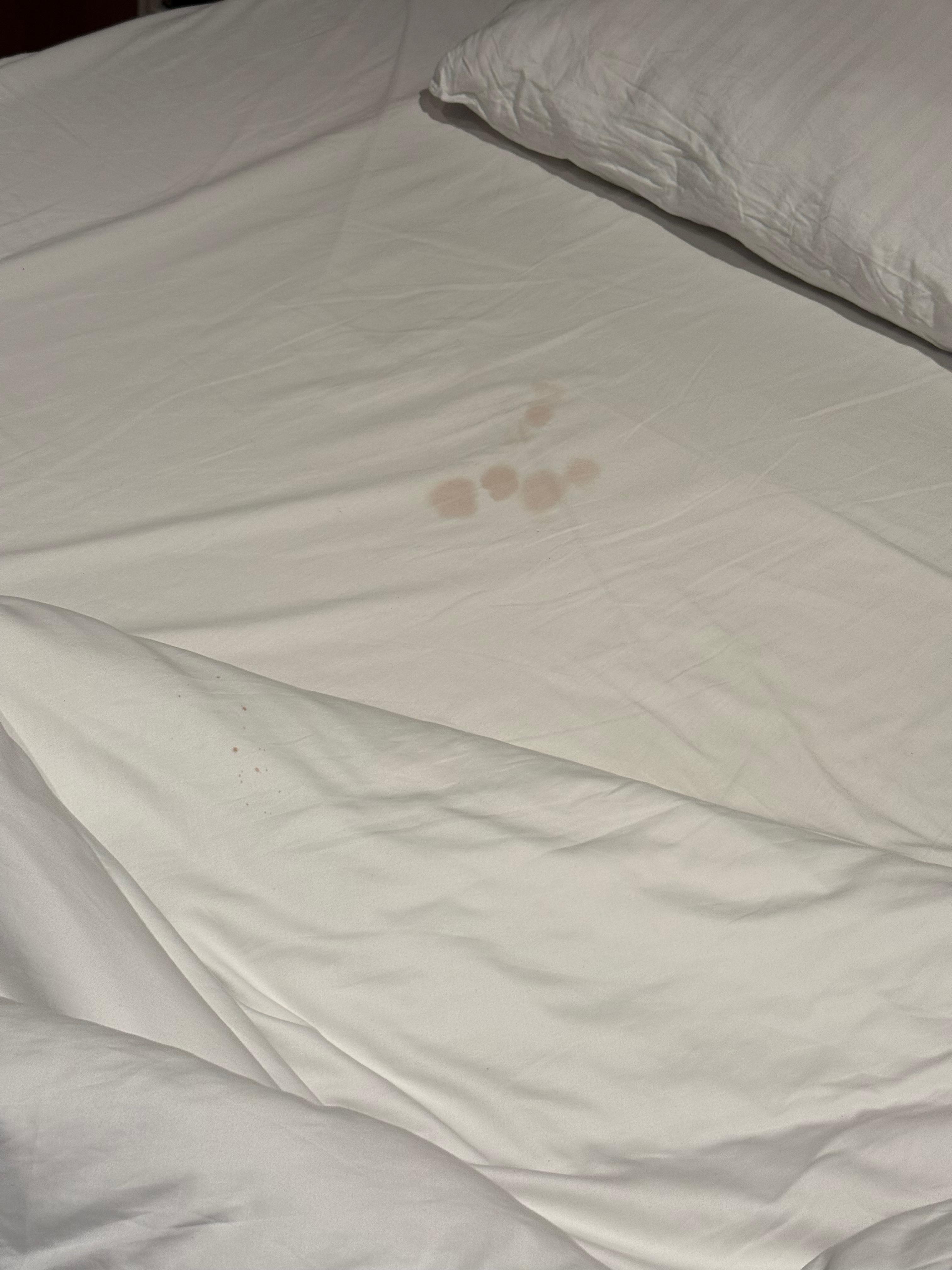 Visibly soiled sheets that the housekeeping decided it’s okay to have 