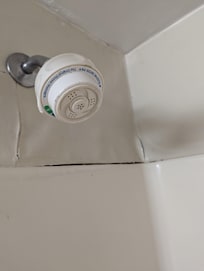 Bath with peeling wallpaper