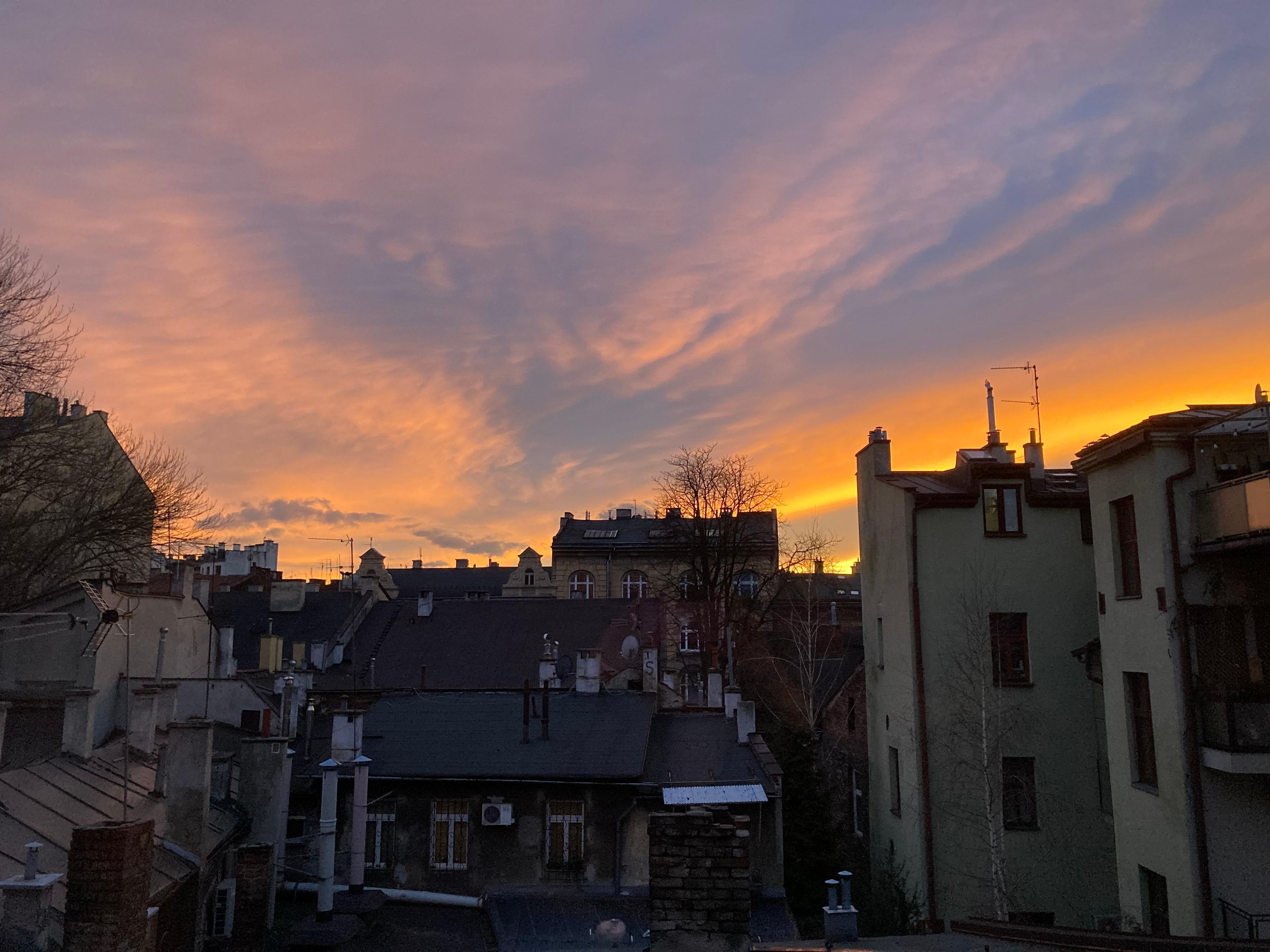 View from room at sunset.