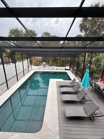 Pool has little seats so you can sit/chat.