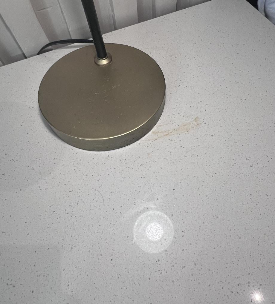 hair and food stains on the counters