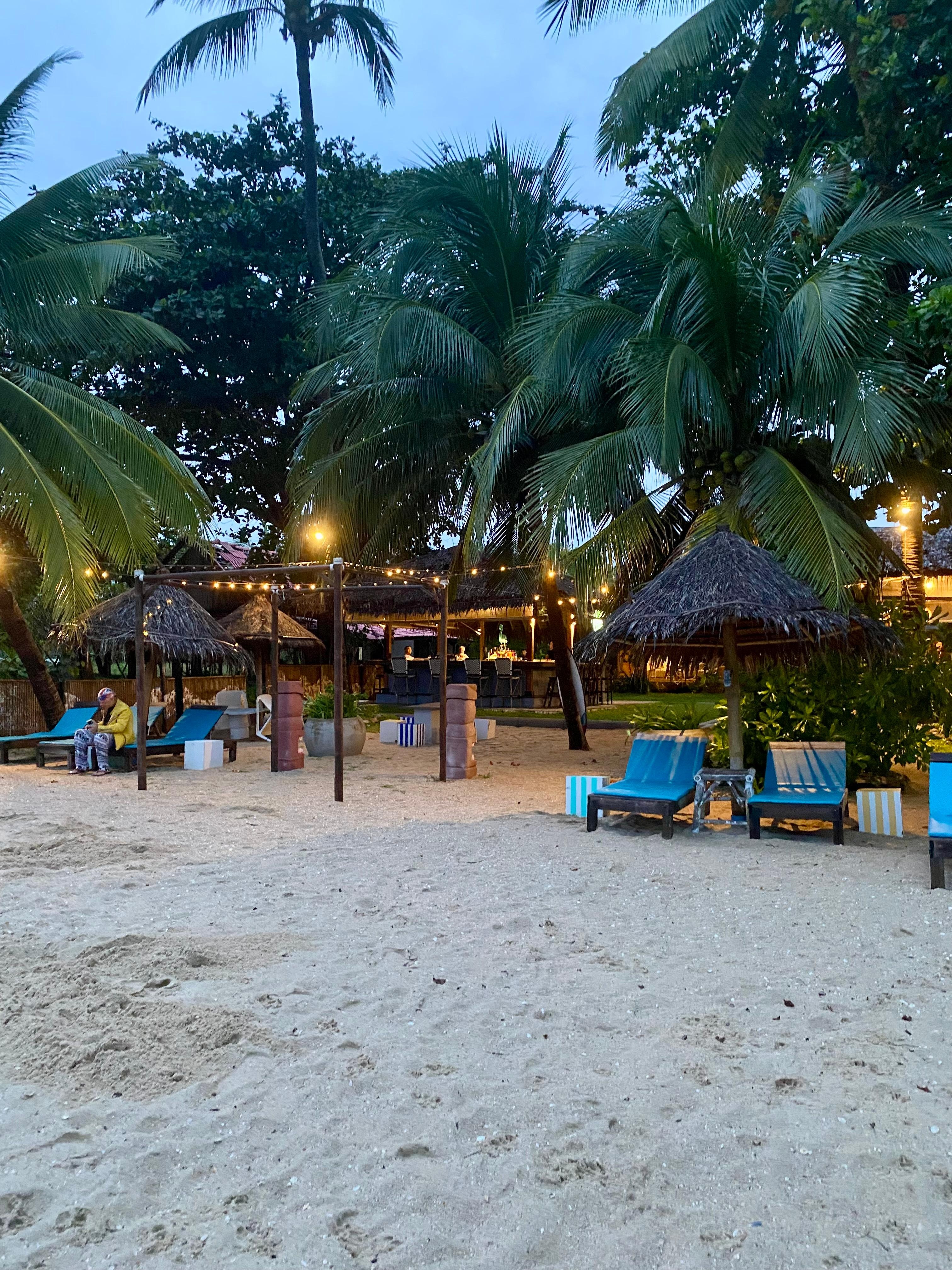 View from beach to  the bar and restaurant 