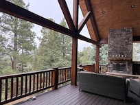 Deck with view of beautiful scenery.