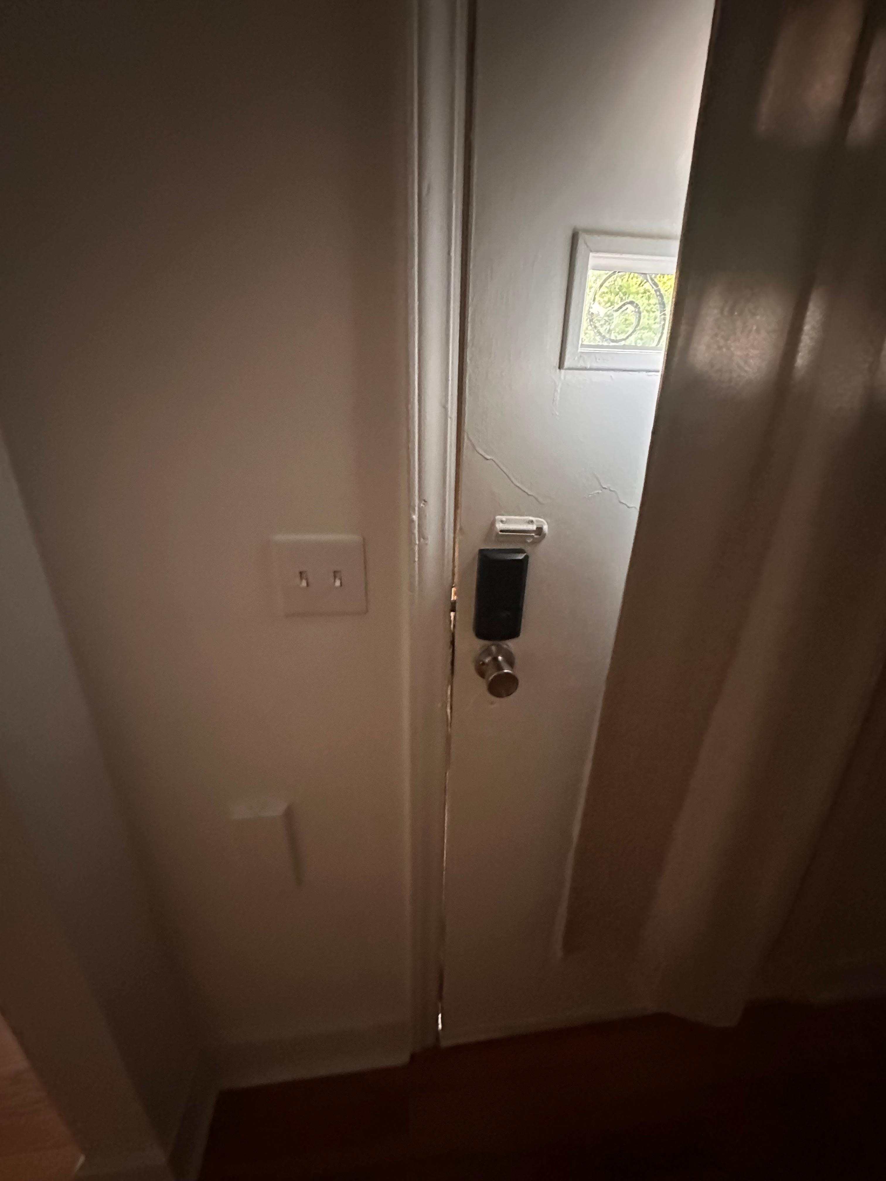 No deadbolt to the front door that got kicked in. Just a code so now anyone can come in while you sleep. 