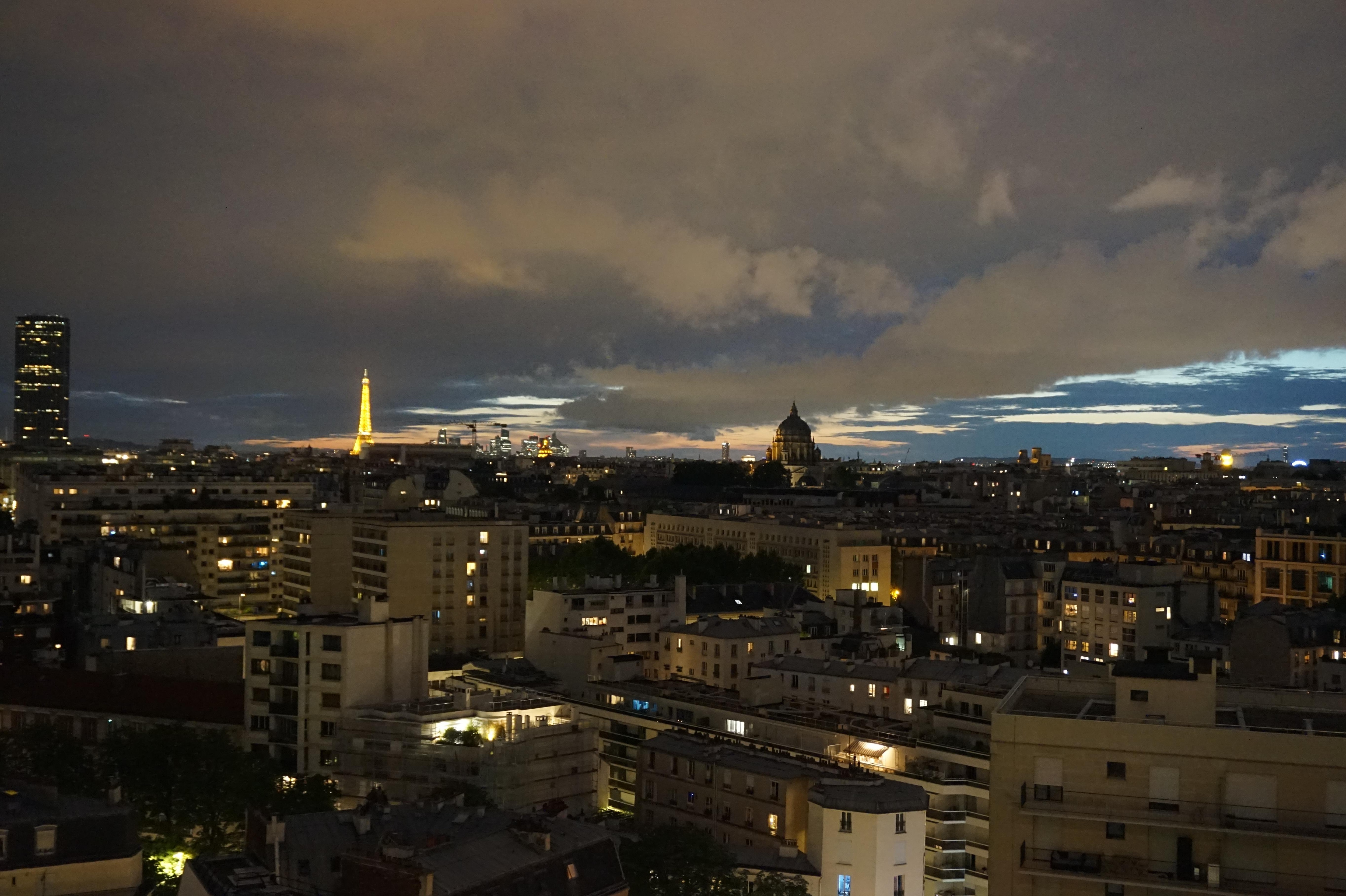 City nightscape from the balcony.