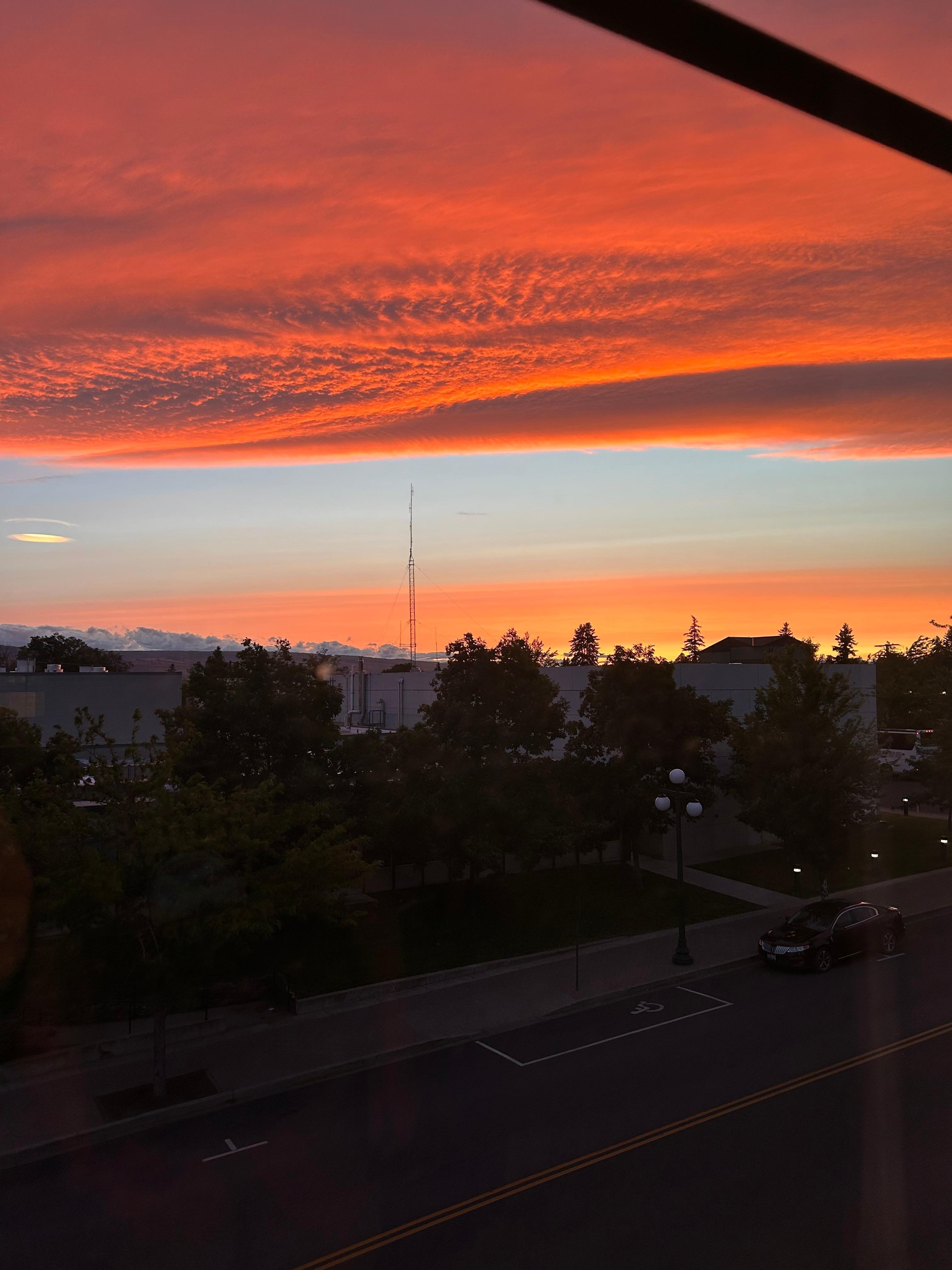 View of the sunset from our room
