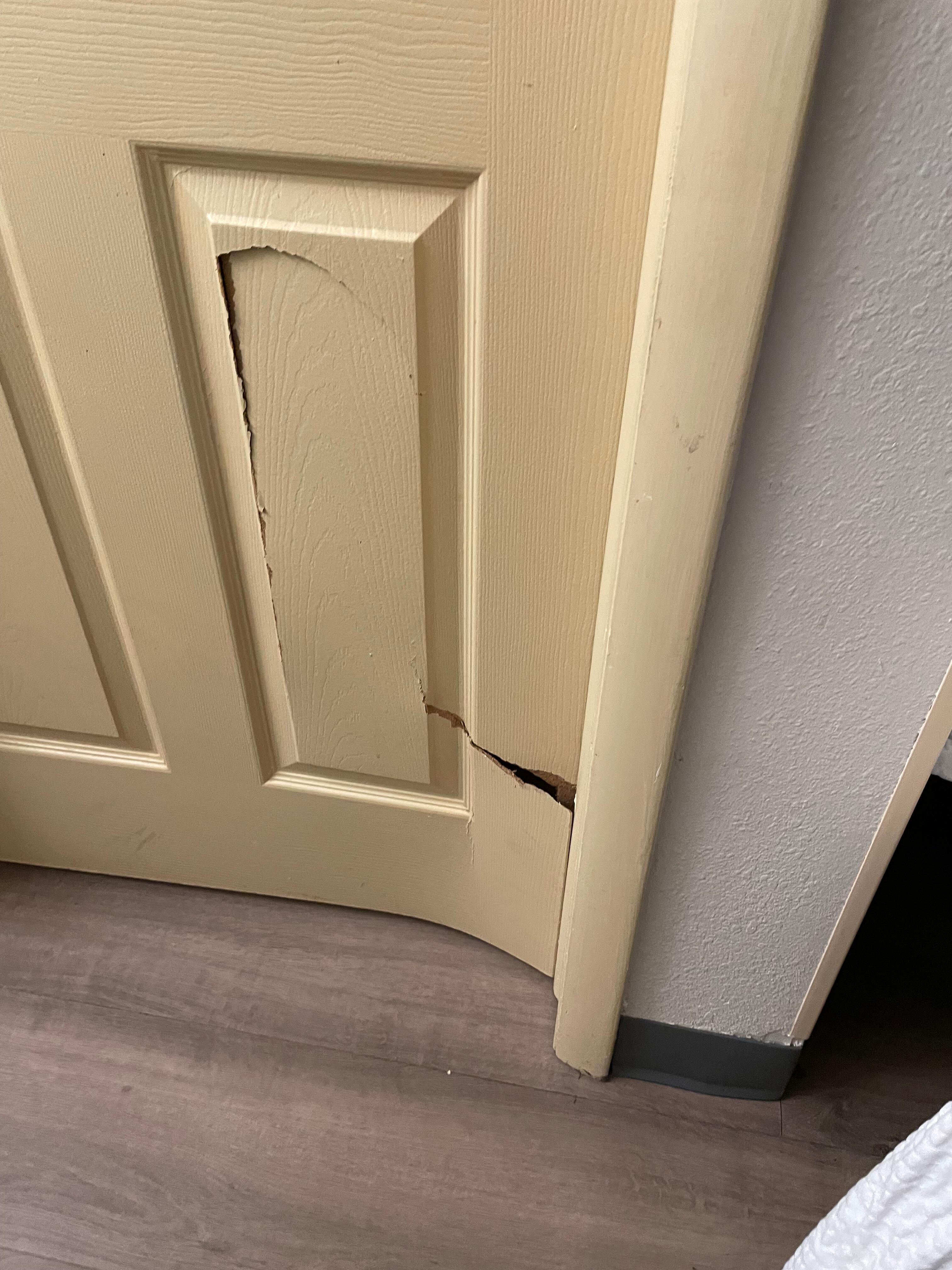 Hole by bathroom sink 