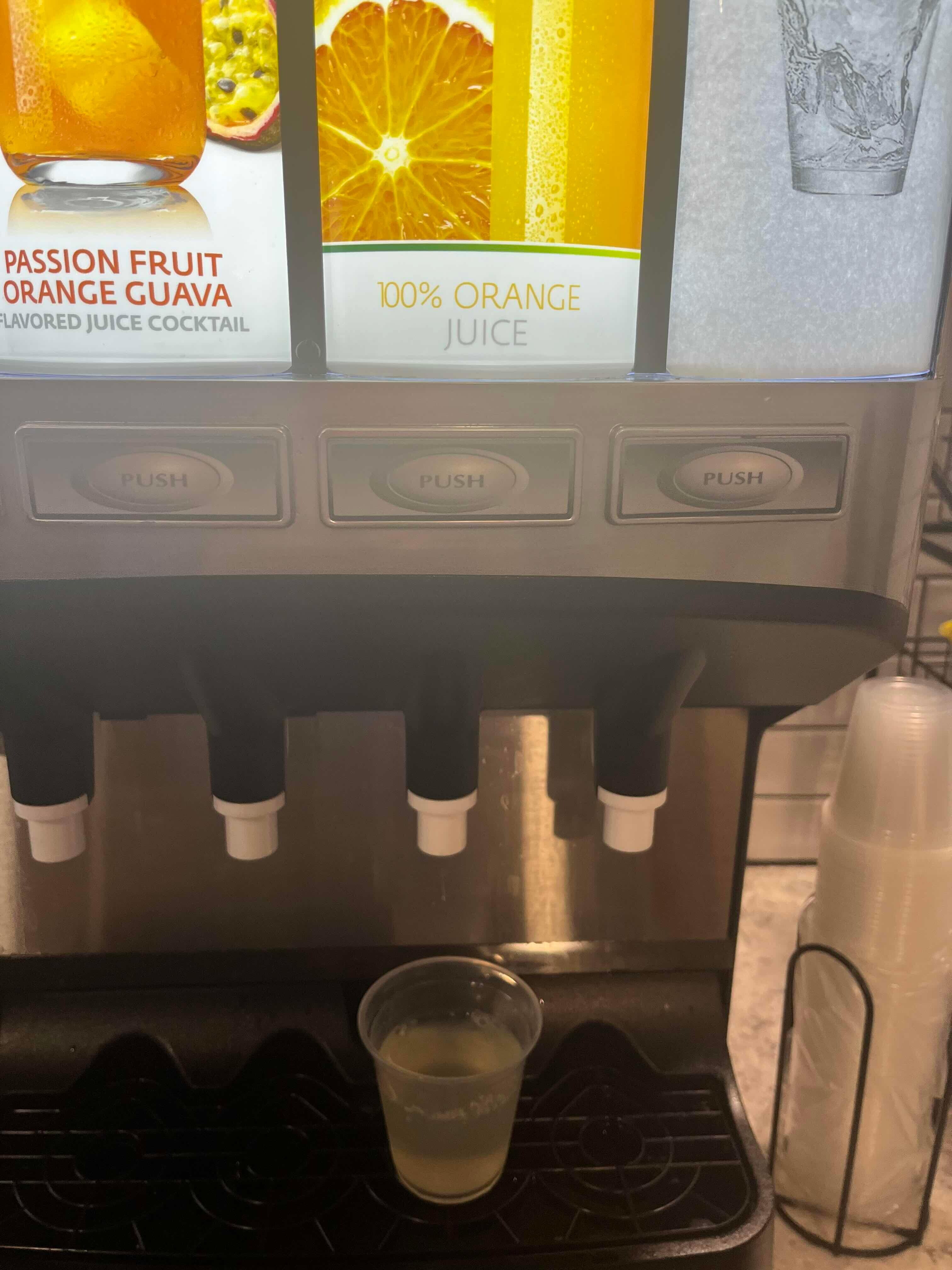 Orange juice was yellowish water