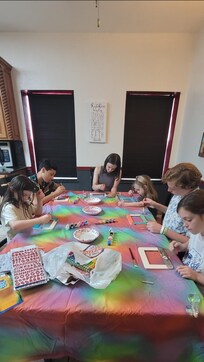 Nice big kitchen table for meals, games, and crafts!