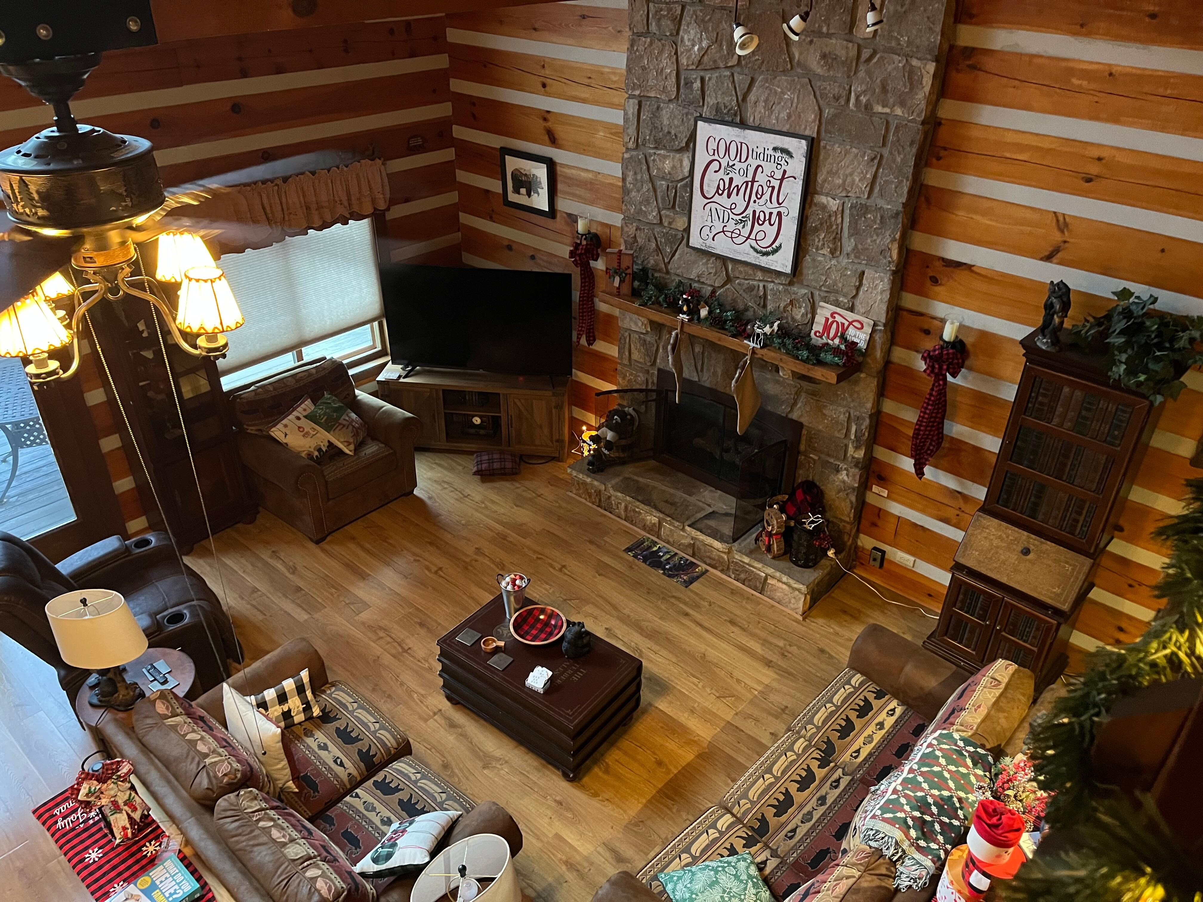 Looking down from top floor landing