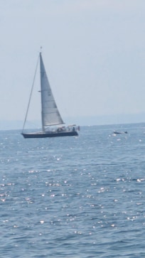 Of you from the private beach. You can get a shuttle too. Very nice