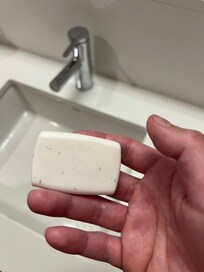 Soap bar with shaved hairs