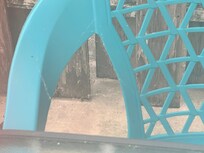 A lot of chairs on patio but very dirty.