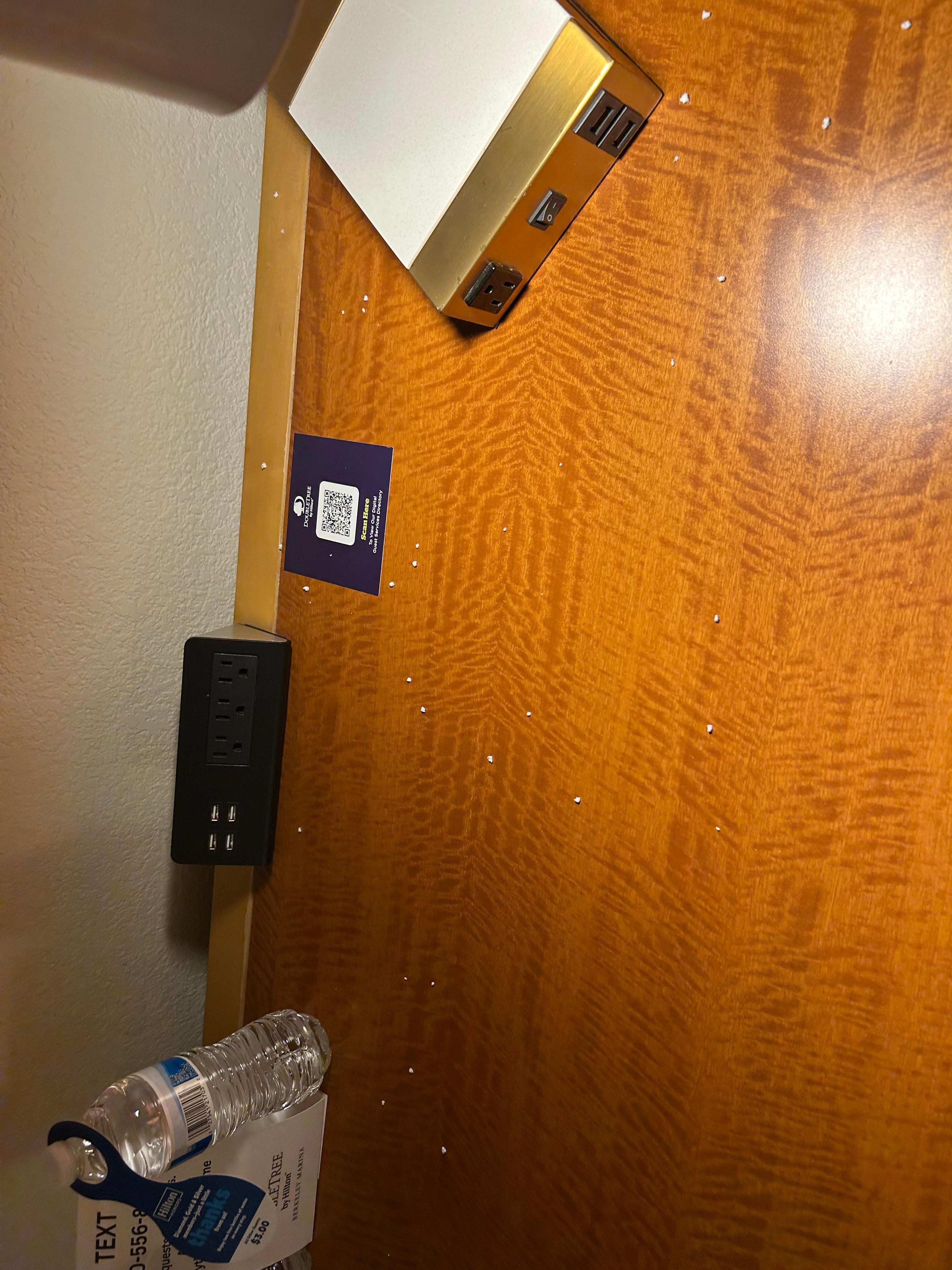 White debris left on desk 