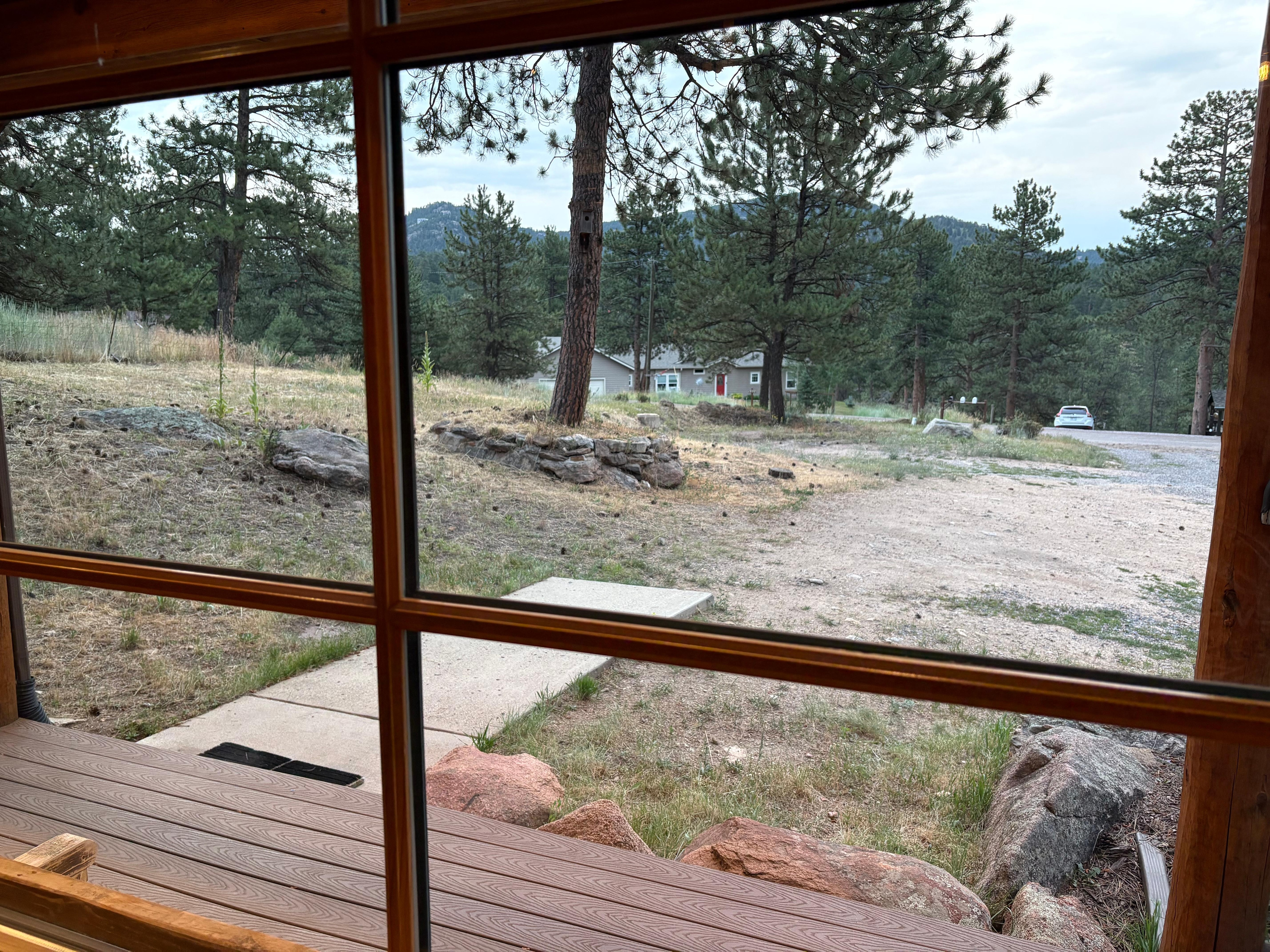 View out the front window. 