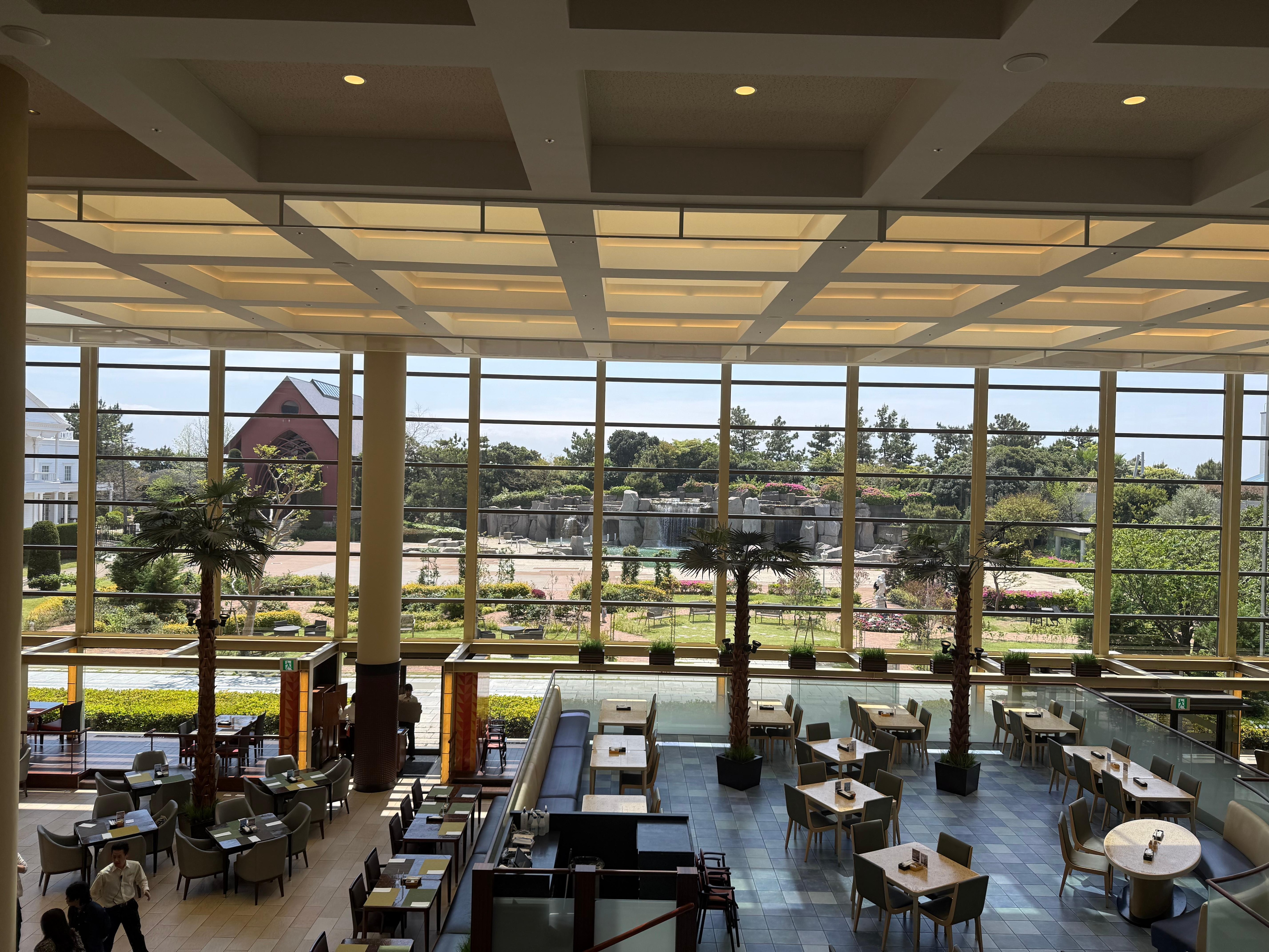 Roomy restaurant with a great view