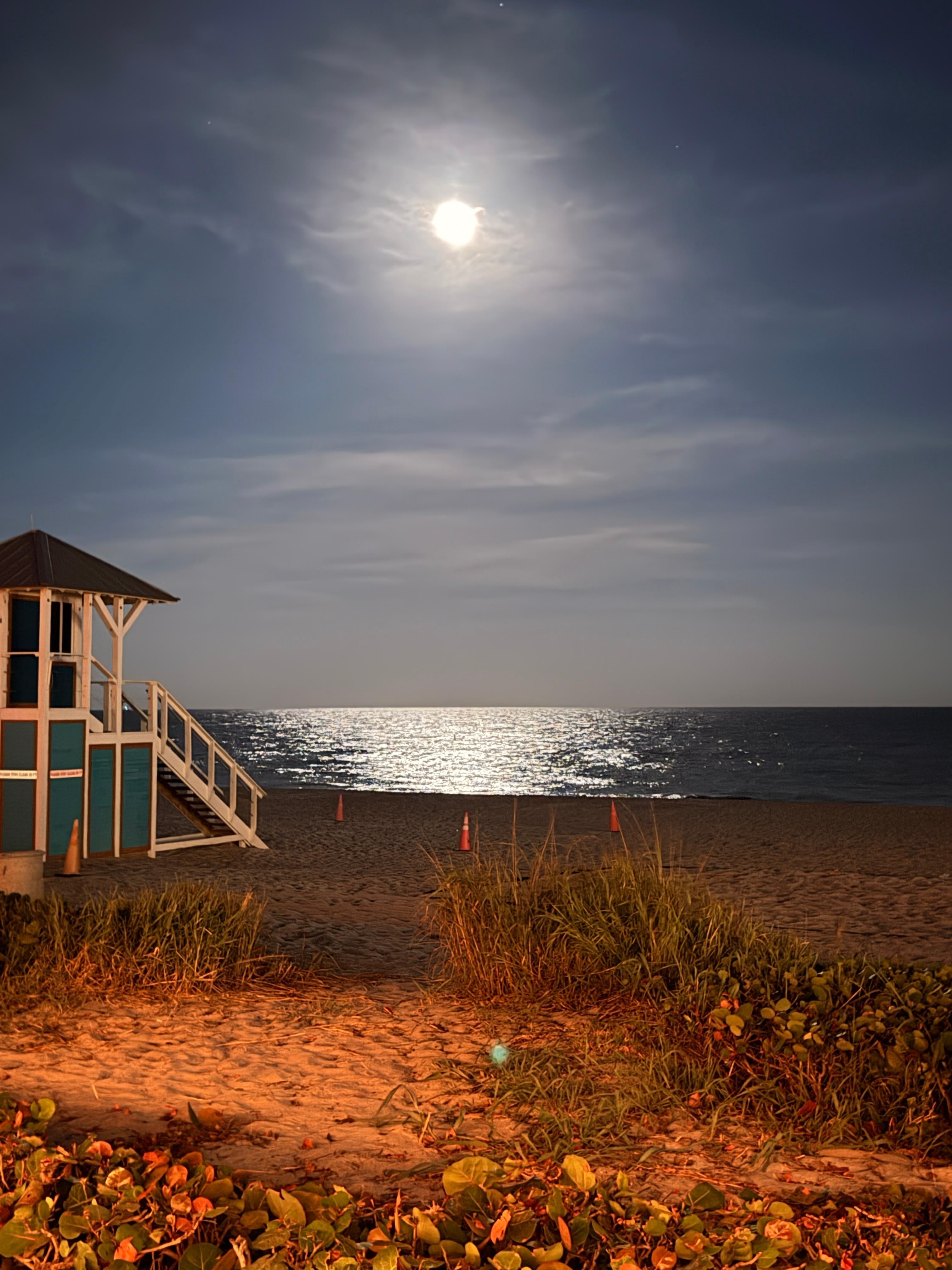 Deerfield beach - with a full moon