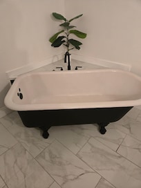 Nice deep tub...No water!