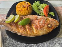 Chillo (red snapper) with arroz manposteao at the Puerto Parguera Restaurant in La Parguera