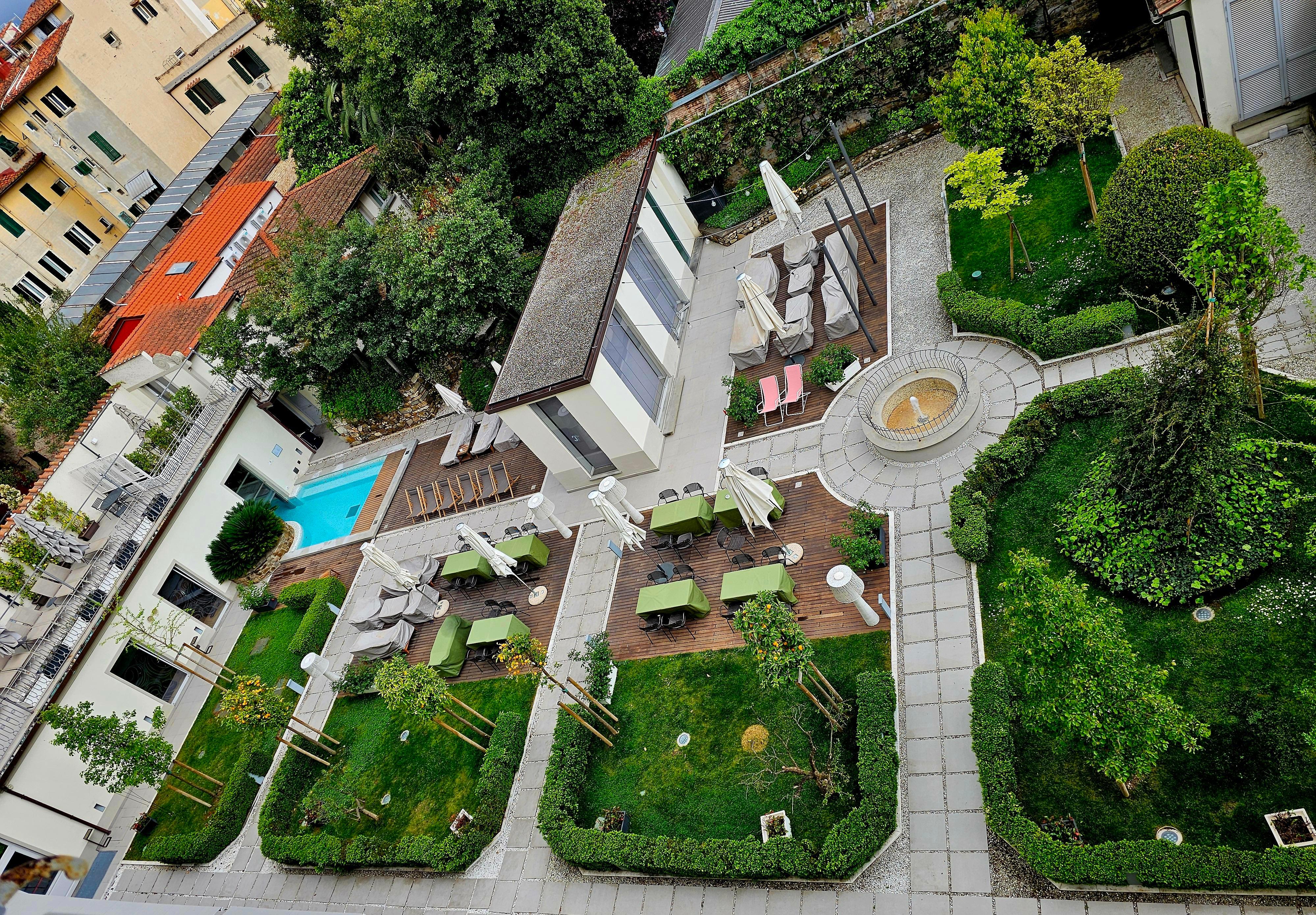 View of hotel gardens