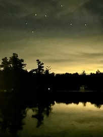 Starry sky quiet bay evening.