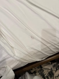 Debris at the bottom of the bed