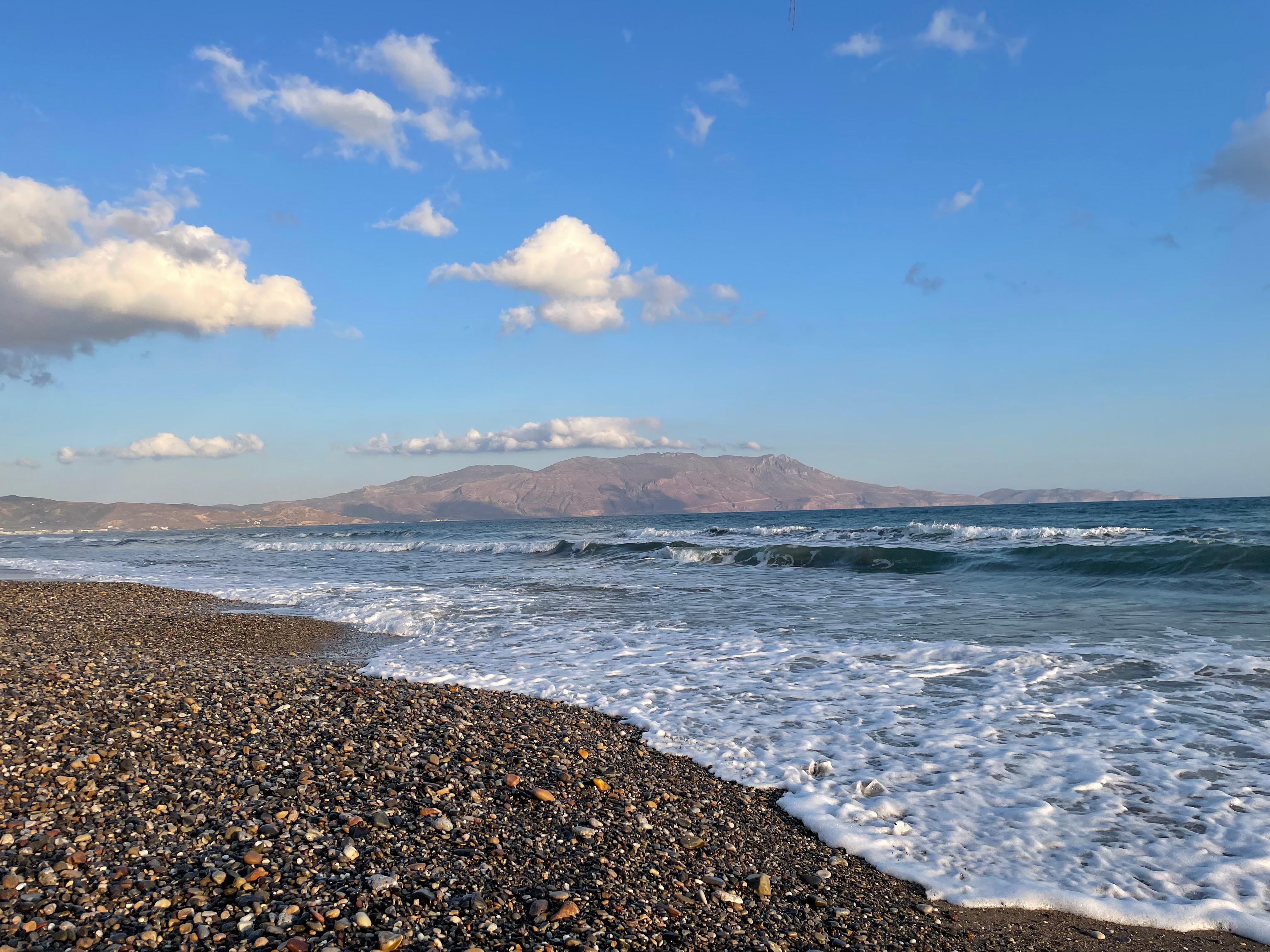 The beach at Thalassa Apartments. 