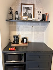 The coffee bar needed a little lamp.