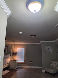 Only functional light in main bedroom and bedside lamp