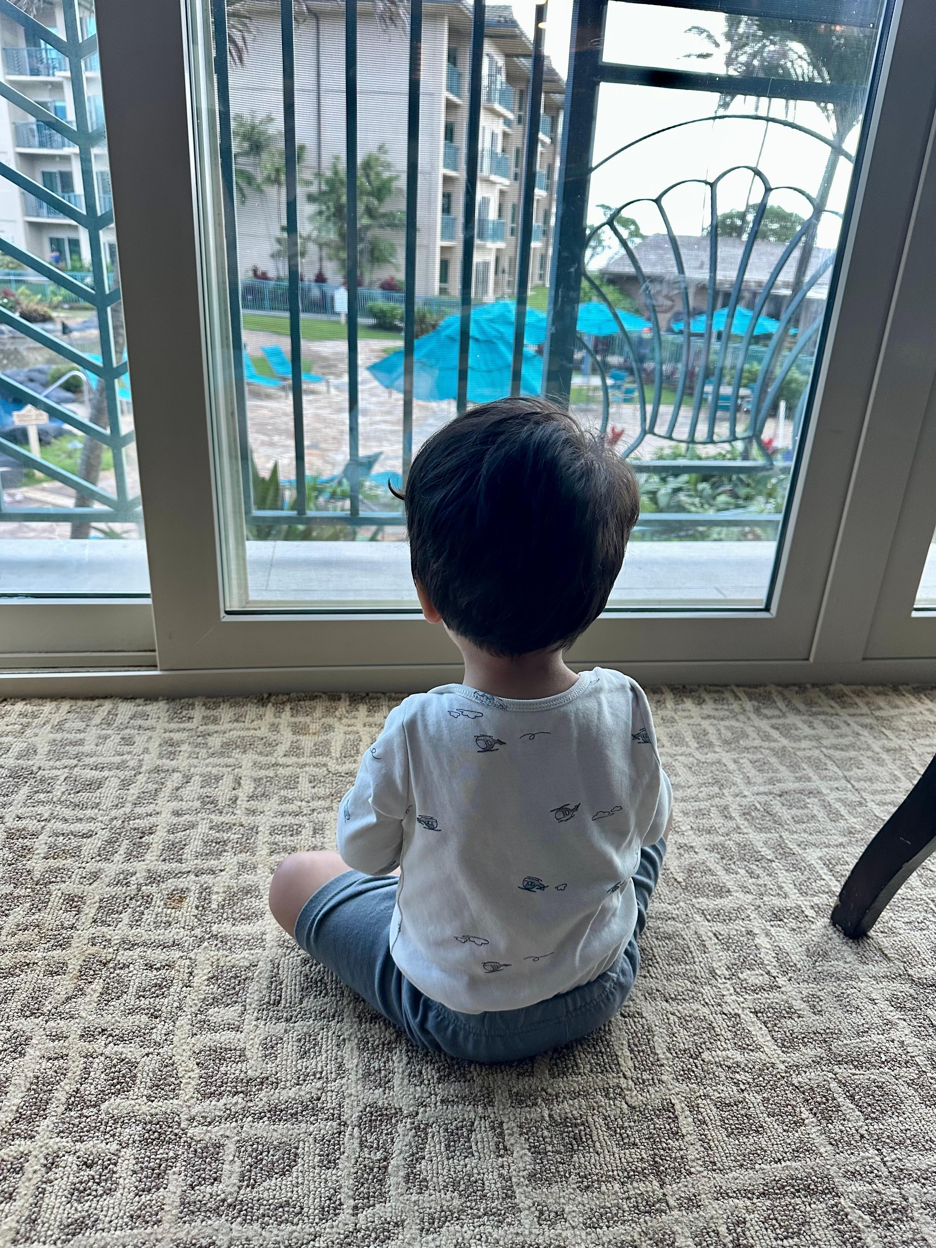 Enjoying the pool view. 
